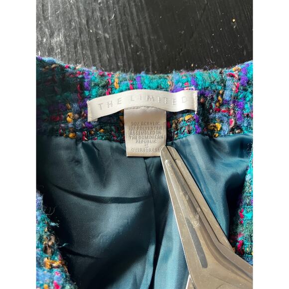 Vintage 90s Tweed Jacket Blue Purple Pink Spring Classy Size Small - Picture 4 of 5